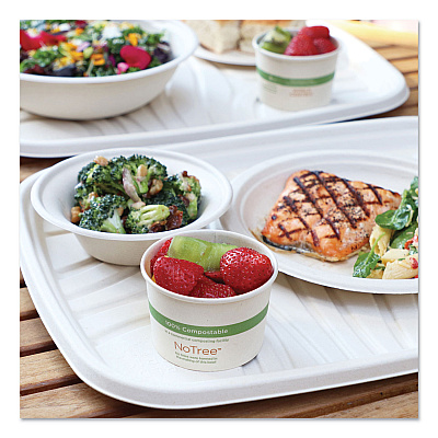 World Centric Fiber Trays, PLA Lined, PFAS Free, 1-Compartment, 18 x 14 x 1, Natural, Paper, 100/Carton (WORTRSC1418LF)
