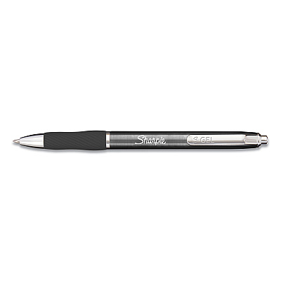 Sharpie Premium Metal Barrel Gel Pen, Retractable, Medium 0.7 mm, Black Ink, Gun Metal Gray Barrel, Dozen (SAN2147528)
