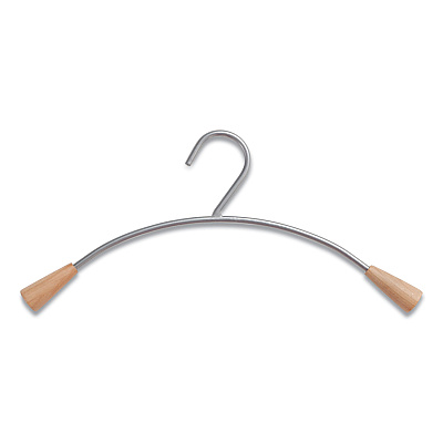 Alba Metal and Wood Coat Hangers, 16.8", Metallic Gray/Mahogany, 6/Set (ABAPMCIN6)