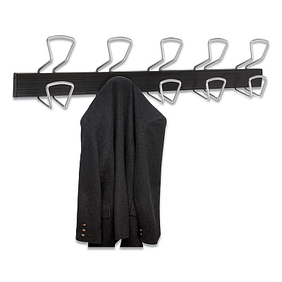 Alba Wall-Mount Coat Hooks, 29.92 x 2.95 x 6.45, Metal, Silver, 22 lb Capacity (ABAPMPRO5M)