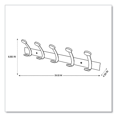 Alba Wooden Coat Hook, Five Wood Peg Wall Rack, Brown/Silver, 45 lb Capacity (ABAPMV5)