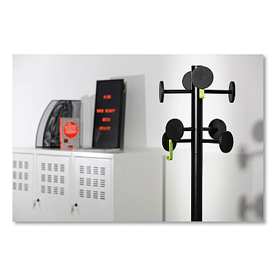 Alba Stan3 Steel Coat Rack, Stand Alone Rack, Eight Knobs, 15w x 15d x 69.3h, Black (ABAPMSTAN3N)