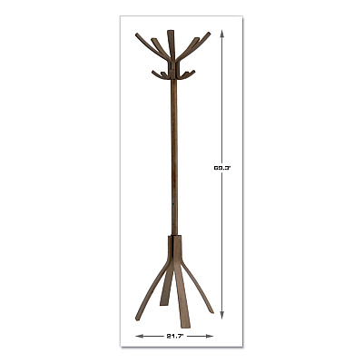 Alba Cafe Wood Coat Stand, Ten Peg/Five Hook, 21.67w x 21.67d x 69.33h, Espresso Brown (ABAPMCAFE)