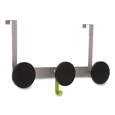 Alba Over the Door Coat Hook, Metal and Plastic, 3 Pegs, Black, 20 lb Capacity (ABAPMS3P)
