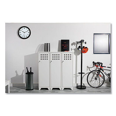 Alba Stan3 Steel Coat Rack, Stand Alone Rack, Eight Knobs, 15w x 15d x 69.3h, Black (ABAPMSTAN3N)