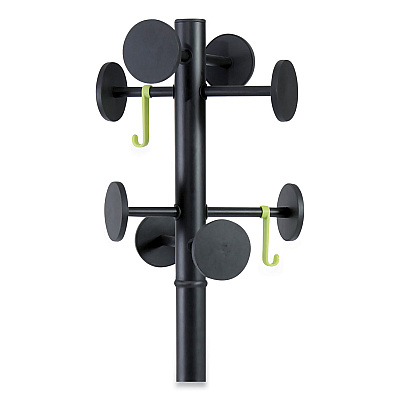 Alba Stan3 Steel Coat Rack, Stand Alone Rack, Eight Knobs, 15w x 15d x 69.3h, Black (ABAPMSTAN3N)