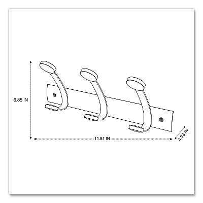 Alba Wooden Coat Hook, Three Wood Peg Wall Rack, Brown/Silver, 45 lb Capacity (ABAPMV3)
