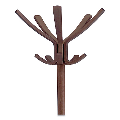 Alba Cafe Wood Coat Stand, Ten Peg/Five Hook, 21.67w x 21.67d x 69.33h, Espresso Brown (ABAPMCAFE)