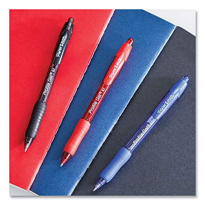 Paper Mate Profile Gel Pen, Retractable, Fine 0.5 mm, Blue Ink, Translucent Blue Barrel, Dozen (PAP2102130)