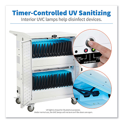 Tripp Lite UV Sterilization and Charging Cart, 32 Devices, 34.8 x 21.6 x 42.3, White (CSC32ACWHG)