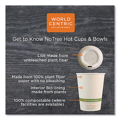 World Centric NoTree Paper Hot Cups, 12 oz, Natural, 1,000/Carton (WORCUSU12)