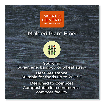 World Centric Fiber Trays, PLA Lined, PFAS Free, 1-Compartment, 8.3 x 4.9 x 0.7, Natural, Paper, 500/Carton (WORTRSC17SLLF)