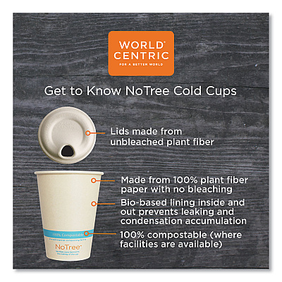 World Centric NoTree Paper Cold Cups, 12 oz, Natural, 1,000/Carton (WORCUSU12C)