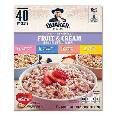 Quaker Instant Oatmeal, Assorted Varieties, 1.05 oz Packet, 40/Box (GRR22001144)