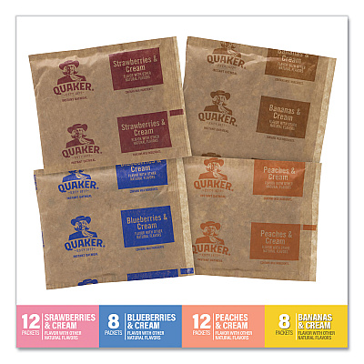 Quaker Instant Oatmeal, Assorted Varieties, 1.05 oz Packet, 40/Box (GRR22001144)