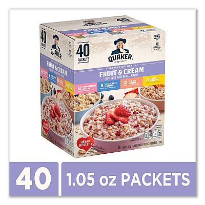 Quaker Instant Oatmeal, Assorted Varieties, 1.05 oz Packet, 40/Box (GRR22001144)