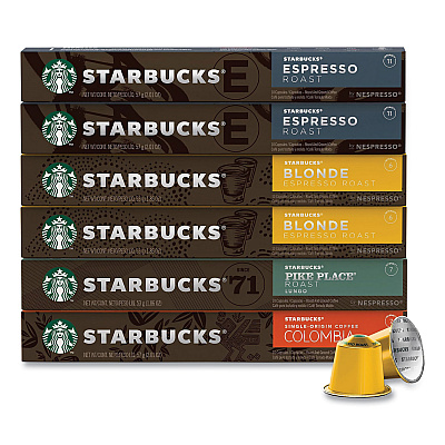 Starbucks By NESPRESSO Pods Variety Pack, Blonde Espresso/Colombia/Espresso/Pikes Place, 60 Pods/Pack (GRR22001153)