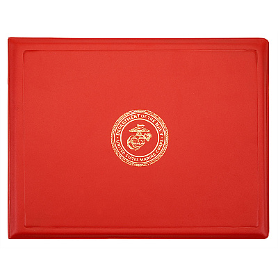 AbilityOne 7510010561927, SKILCRAFT Award Certificate Binder, 8.5 x 11, Marine Corps Seal, Red/Gold
