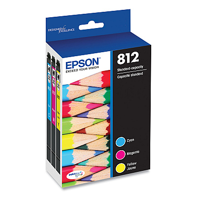 Epson T812520-S (T812) DURABrite Ultra Ink, 300 Page-Yield, Cyan/Magenta/Yellow