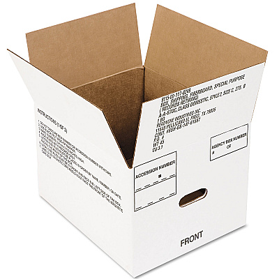 AbilityOne 8115001178249, SKILCRAFT Record Archival Storage Box, Letter Files, 12" x 9.5" x 14.75", White, 25/Bundle