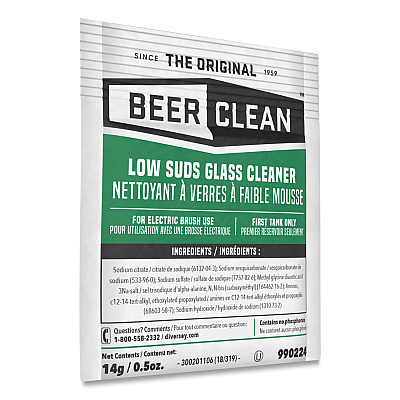 Diversey Beer Clean Glass Cleaner, Powder, 0.5 oz Packet, 100/Carton (DVO990224)