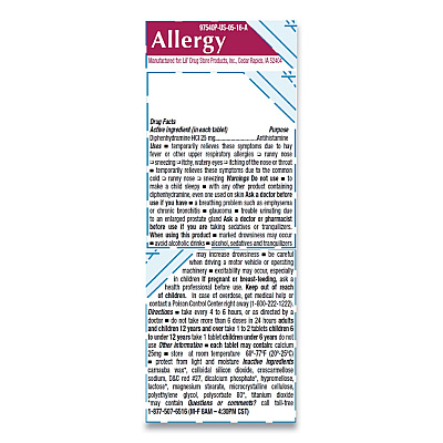 Lil' Drugstore Allergy Relief Tablets, Refill Pack, Two Tablets/Packet, 50 Packets/Box (LIL97117)
