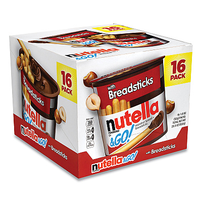 Nutella Hazelnut Spread and Breadsticks, 1.8 oz Single-Serve Tub, 16/Pack (GRR22001135)