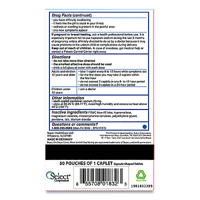 Aleve Pain Reliever Tablets, 50 Packs/Box (PFYBXAL50)