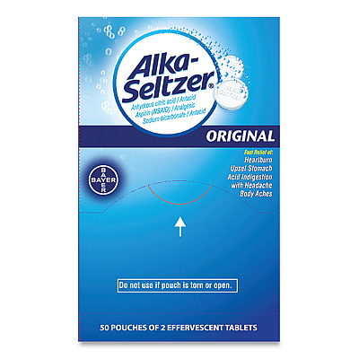 Alka-Seltzer Antacid and Pain Relief Medicine, Two-Pack, 50 Packs/Box (PFYBXAS50)