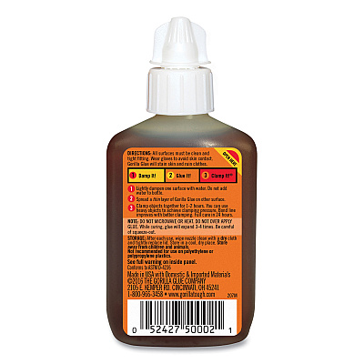Gorilla Original Formula Glue, 2 oz, Dries Light Brown (GOR5000206)