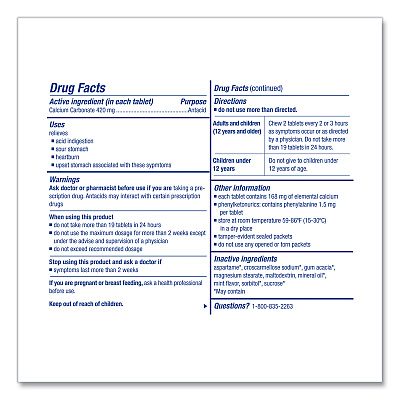 First Aid Only Over the Counter Antacid Medications for First Aid Cabinet, 2 Tablets/Packet, 125 Packets/Box (FAO90110)