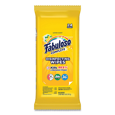 Fabuloso Multi Purpose Wipes, 1-Ply, 7 x 7, Lemon, White, 24/Pack, 12 Packs/Carton (CPC98719)