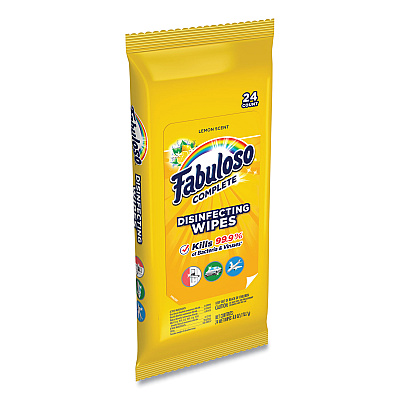 Fabuloso Multi Purpose Wipes, 1-Ply, 7 x 7, Lemon, White, 24/Pack, 12 Packs/Carton (CPC98719)