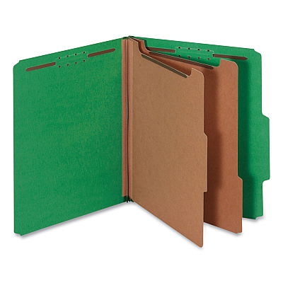 Universal Bright Colored Pressboard Classification Folders, 2" Expansion, 2 Dividers, 6 Fasteners, Letter Size, Emerald Green, 10/Box (UNV10302)