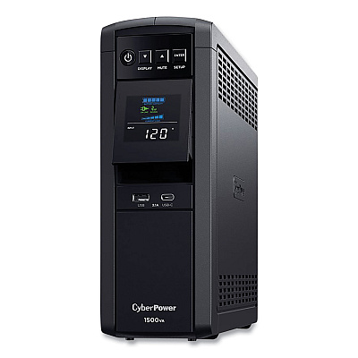 Cyberpower PFC Sinewave CP1500PFCLCD UPS Battery Backup, 12 Outlets, 1,500 VA, 1,030 J
