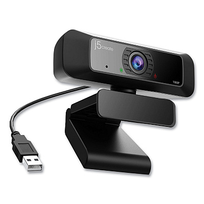 j5create JVCU100 HD Webcam, 1920 pixels x 1080 pixels, 2 Mpixels, Black