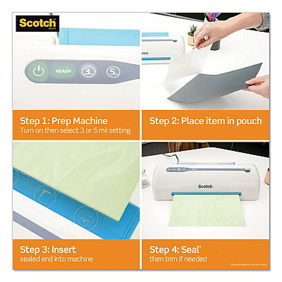 Scotch Laminating Pouches, 5 mil, 3.75" x 2.38", Gloss Clear, 100/Pack (MMMTP5851100)