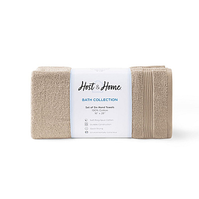 Host & Home Hand Towel 16x28 Beige, Pack Of 6 (P-HT-HH1628-BG)