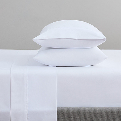 Lulworth T180 Fitted Bed Sheets White Full (6pk), Pack Of 6 (P-T180-548012-6PK)