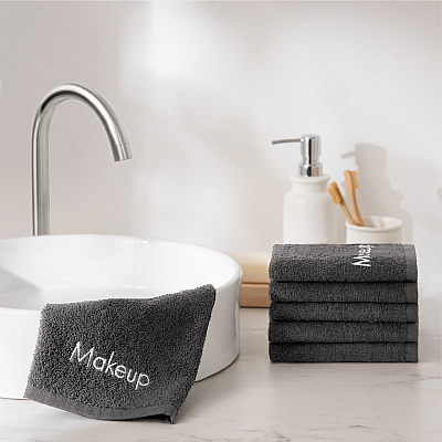 Hotel Cotton Makeup Fingertip Towel 11x17 Gray, Pack Of 6 (P-MKUP-1117-GY)