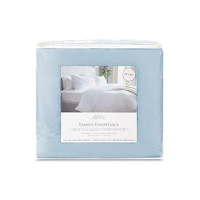 Family Essentials Bed In Bag 7pc - Queen - Blue, 7 Piece Set (P-BIAB-FQ-BL)