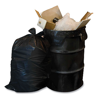 Berry Plastics Heavy-Duty Low-Density Wing Tie Contractor Bags, 42 gal, 3 mil, 32.75" x 45.13", Black, 20 Bags/Roll, 4 Rolls/Carton (WBIWTCON42GAL)