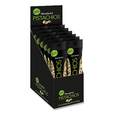 Paramount Farms Wonderful Pistachios, Salt and Pepper, 1.25 oz Pack, 12/Box (PAM091842A25S)