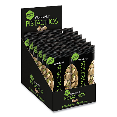 Paramount Farms Wonderful Pistachios, Roasted and Salted, 1 oz Pack, 12/Box (PAM072142A25X)