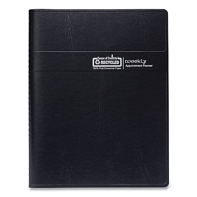 House of Doolittle Recycled Weekly Appointment Book Ruled without Appointment Times, 8.75 x 6.88, Black Cover, 12-Month (Jan to Dec): 2026 (25802)