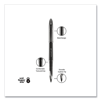 uniball AIR Porous Gel Pen, Stick, Medium 0.7 mm, Black Ink, Black Barrel, 3/Pack (UBC1926808)