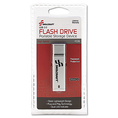 AbilityOne 7045015584987, SKILCRAFT Ultra-Slim Flash Drive, 4 GB, Silver