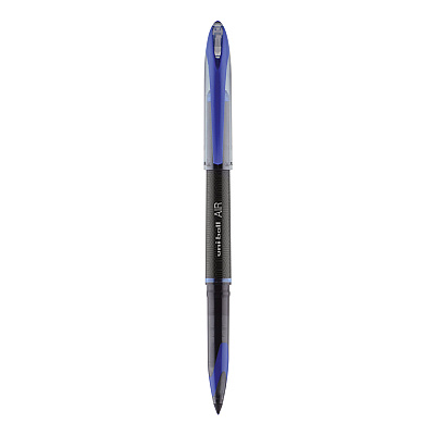 uniball AIR Porous Gel Pen, Stick, Medium 0.7 mm, Blue Ink, Black/Blue Barrel, 3/Pack (UBC1926810)
