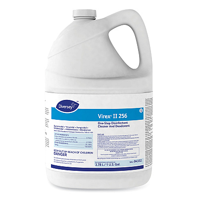 Diversey Virex II 256 One-Step Disinfectant Cleaner Deodorant Mint, 1 gal, 4 Bottles/CT (DVO04332)