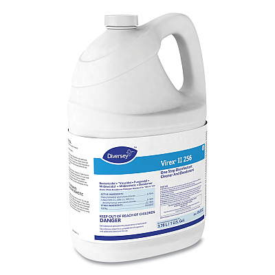 Diversey Virex II 256 One-Step Disinfectant Cleaner Deodorant Mint, 1 gal, 4 Bottles/CT (DVO04332)
